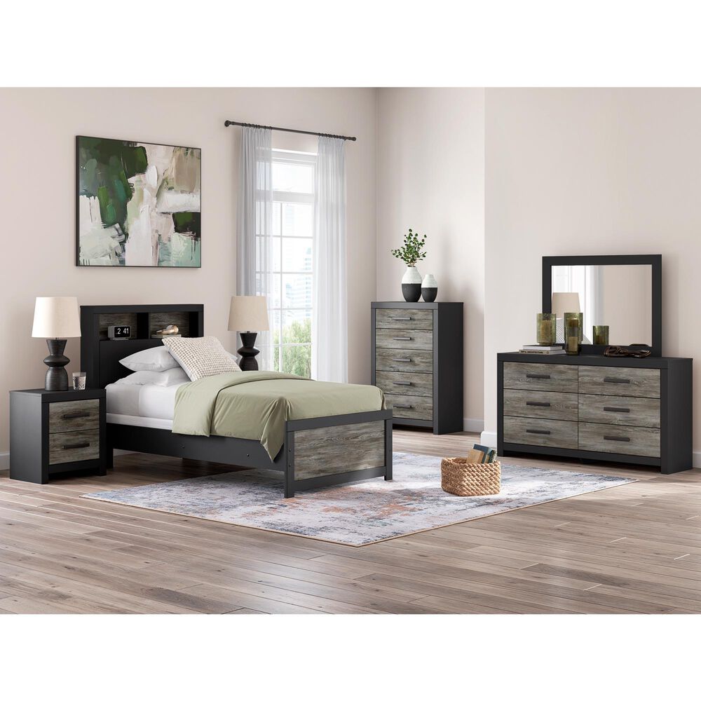 Ashley Broachmyn Twin Bookcase Bed in Black and Gray, , large