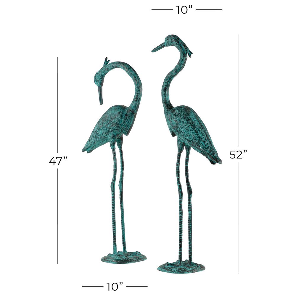 Maple and Jade Coastal Crane Garden Sculpture in Green &#40;Set of 2&#41;, , large