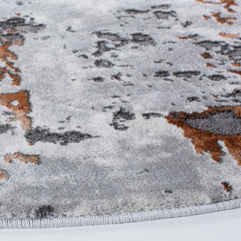 Safavieh Craft CFT820P 4&#39; Round Grey and Orange Area Rug, , large