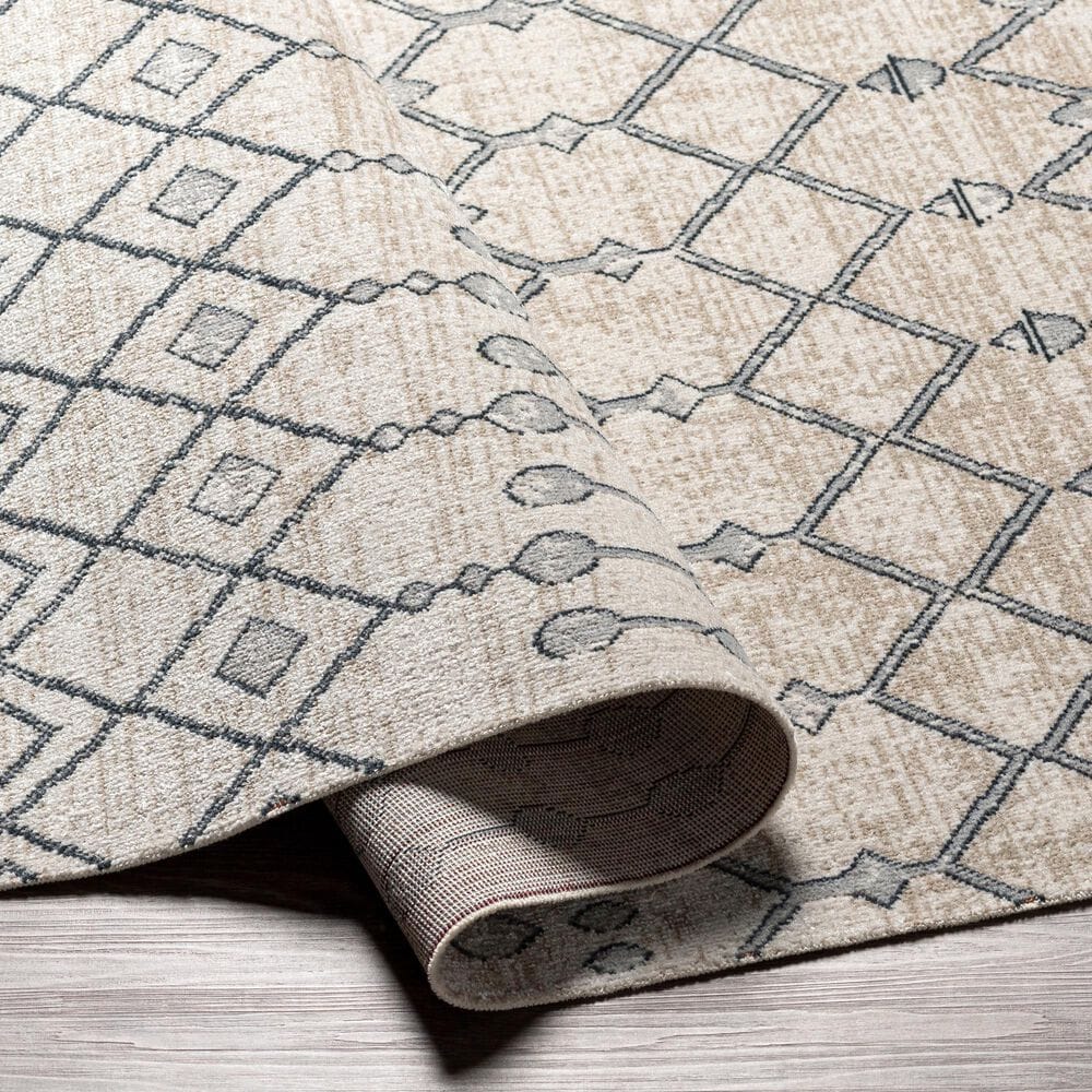 Surya Lavadora 5&#39;3&quot; x 7&#39; Ink Blue, Gray, Light Beige and Light Gray Area Rug, , large