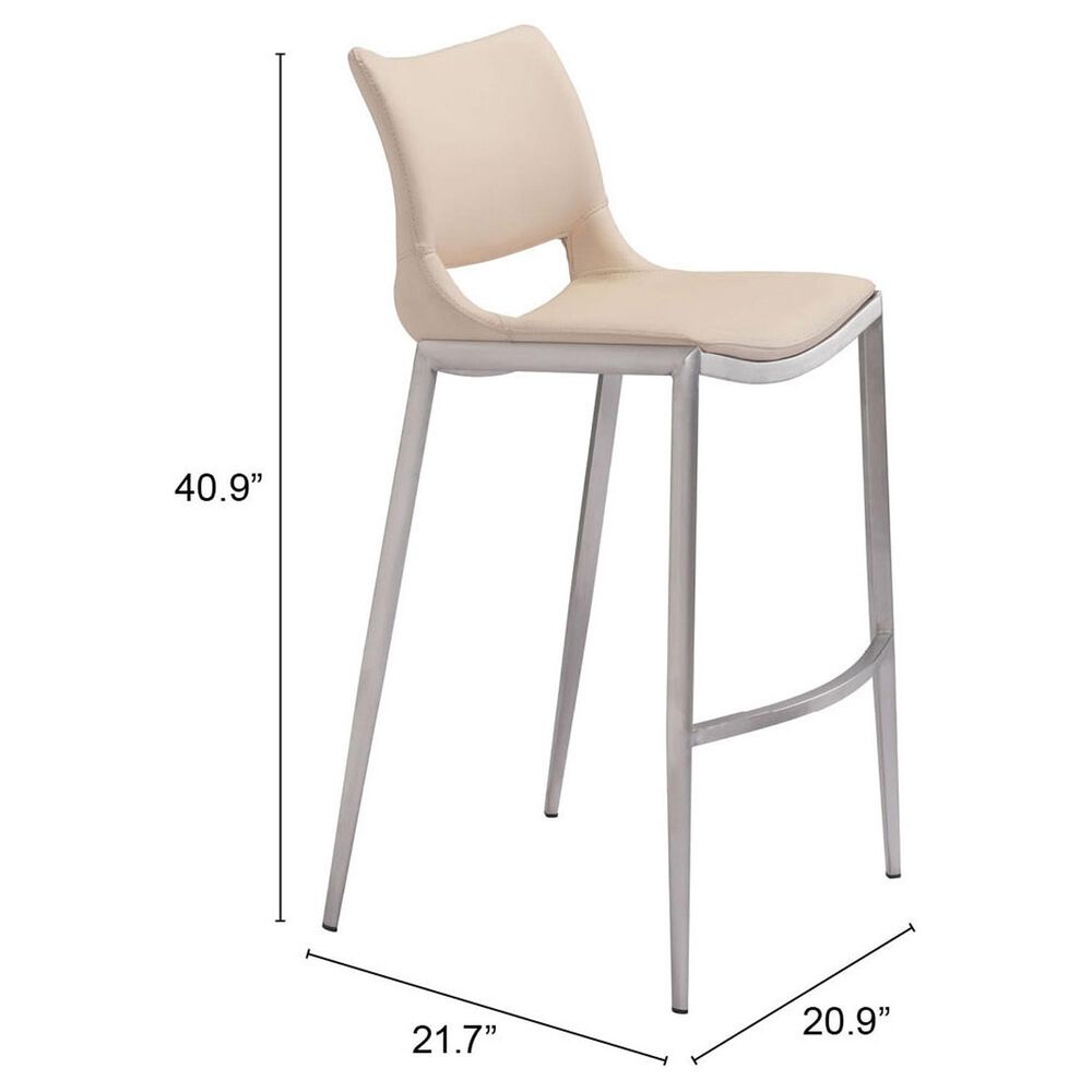 Zuo Modern Ace Bar Stool in Light Pink and Silver &#40;Set of 2&#41;, , large