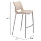Zuo Modern Ace Bar Stool in Light Pink and Silver (Set of 2), , large