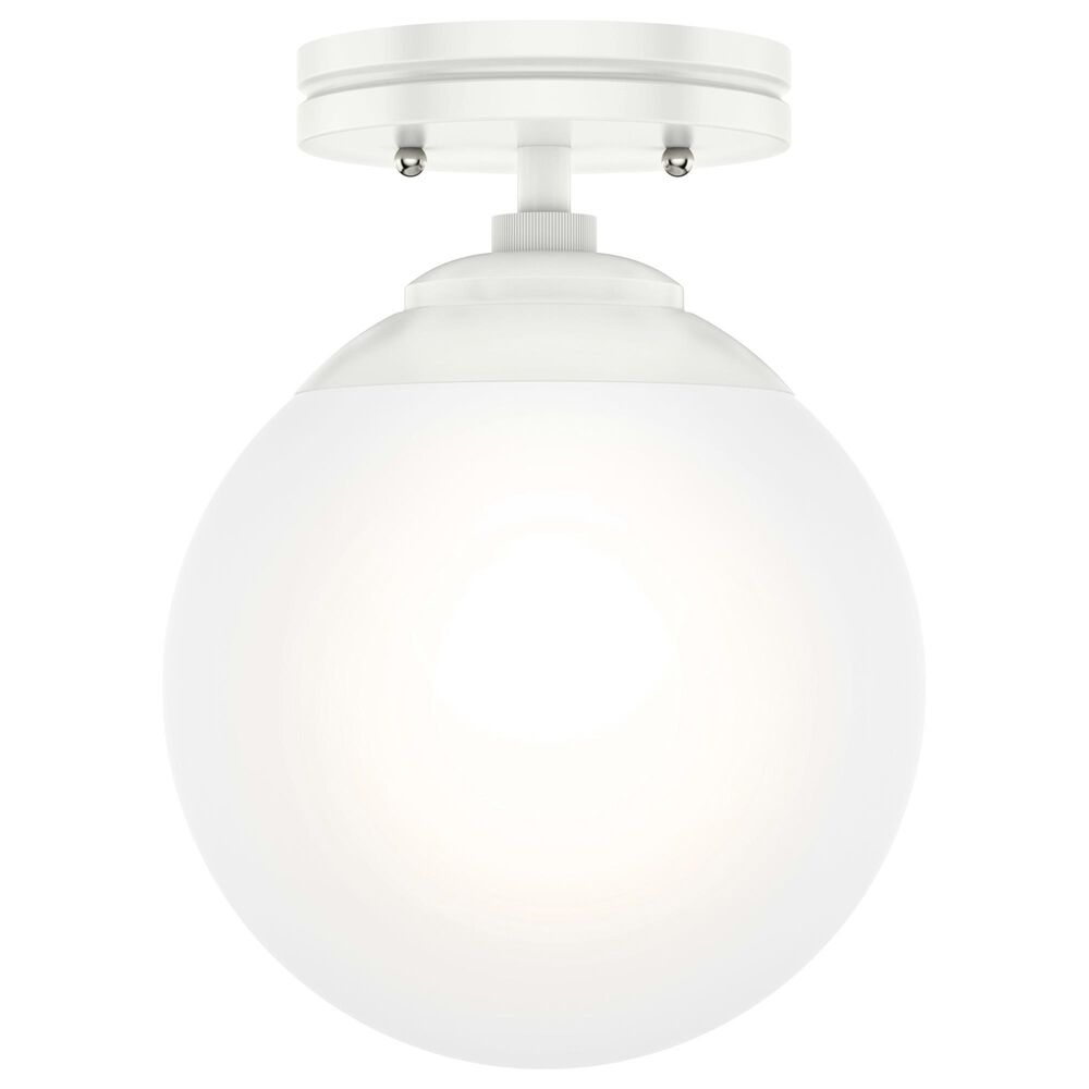 Hunter Hepburn 1-Light Semi-Flush Mount in Matte White, , large