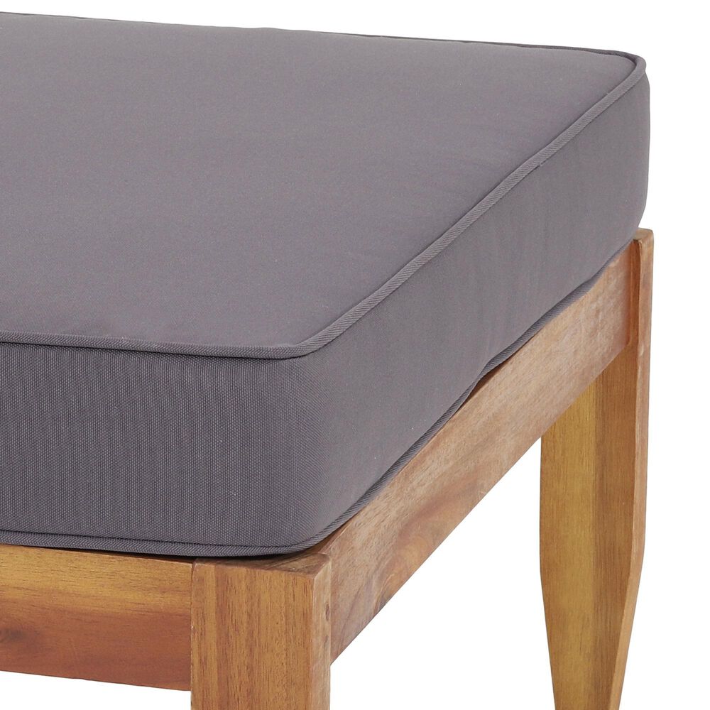 Hearth and Haven Aston 2-Piece Patio Chat Set with Gray Cushion in Teak, , large