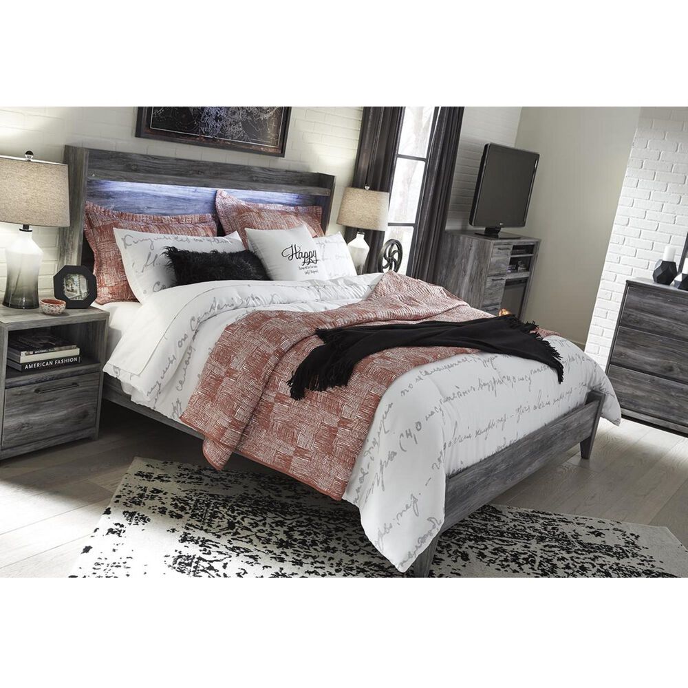 Signature Design by Ashley Baystorm Queen LED Panel Bed in Smoke Gray