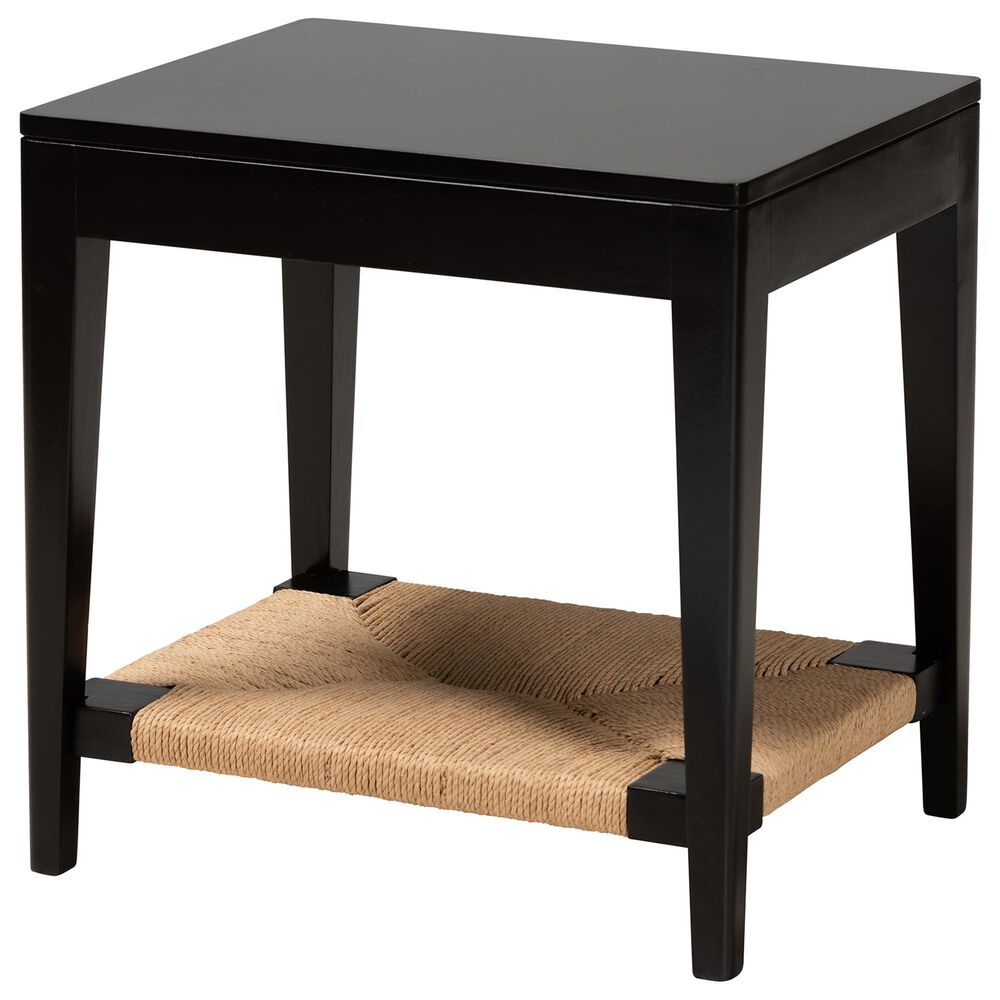 Baxton Studio Freya End Table in Black and Natural Brown, , large