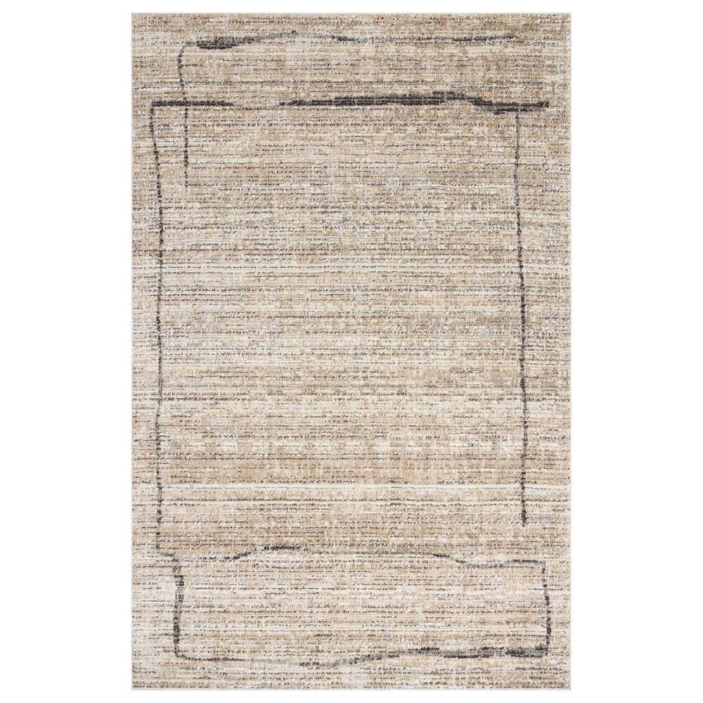 Loloi Bleecker Natural and Charcoal 6"7" x 9"3" Area Rug, , large