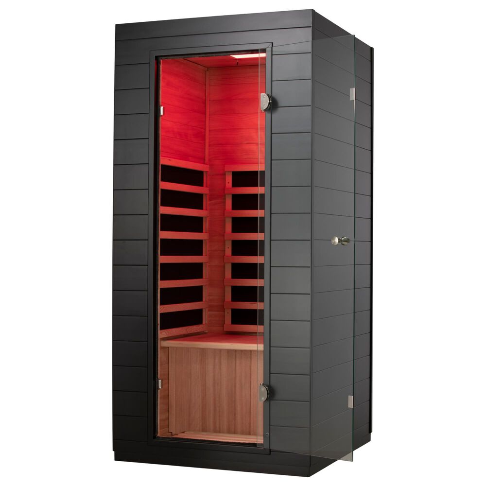 EZlife 1-Person Low EMF Infrared Solo Sauna with Red Light in Charcoal Gray, , large