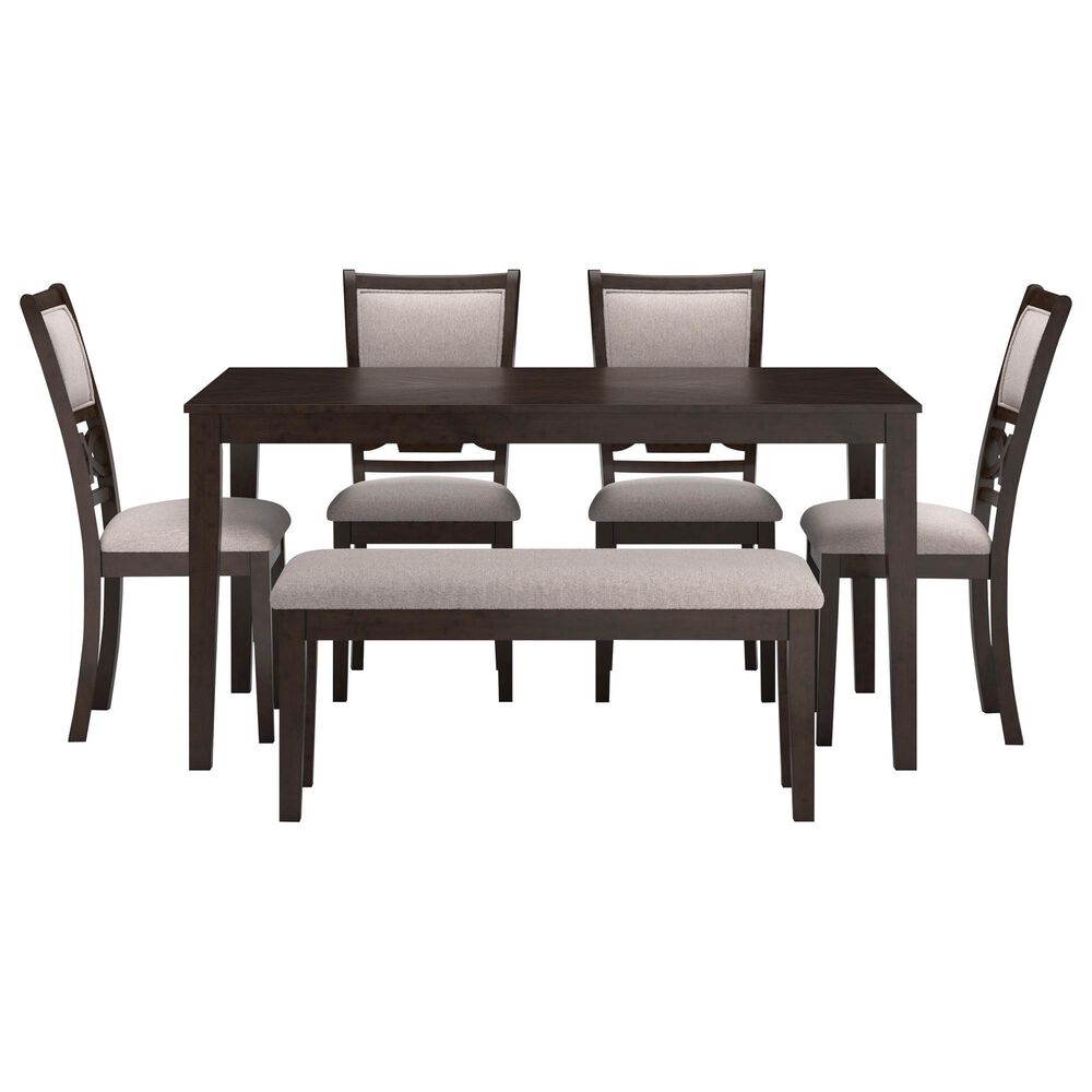 Ashley Langwest 6-Piece Rectangular Dining Set in Cherry Brown, , large
