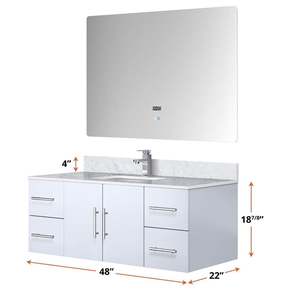 Lexora Home Geneva 48&quot; Single Bathroom Vanity Cabinet Only in Glossy White and 48&quot; LED Mirror, , large