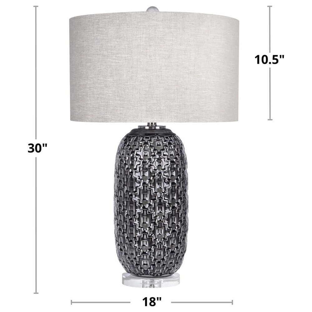 Grandview Gallery Onyx Ceramic Table Lamp in Dark Grey, Brushed Nickel and Clear, , large
