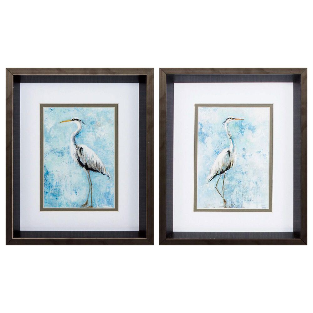 Propac "Hazy Morning Heron" Wall Art in Blue (Set of 2), , large