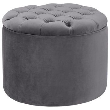 Tov Furniture Queen Velvet Storage Ottoman in Grey, , large