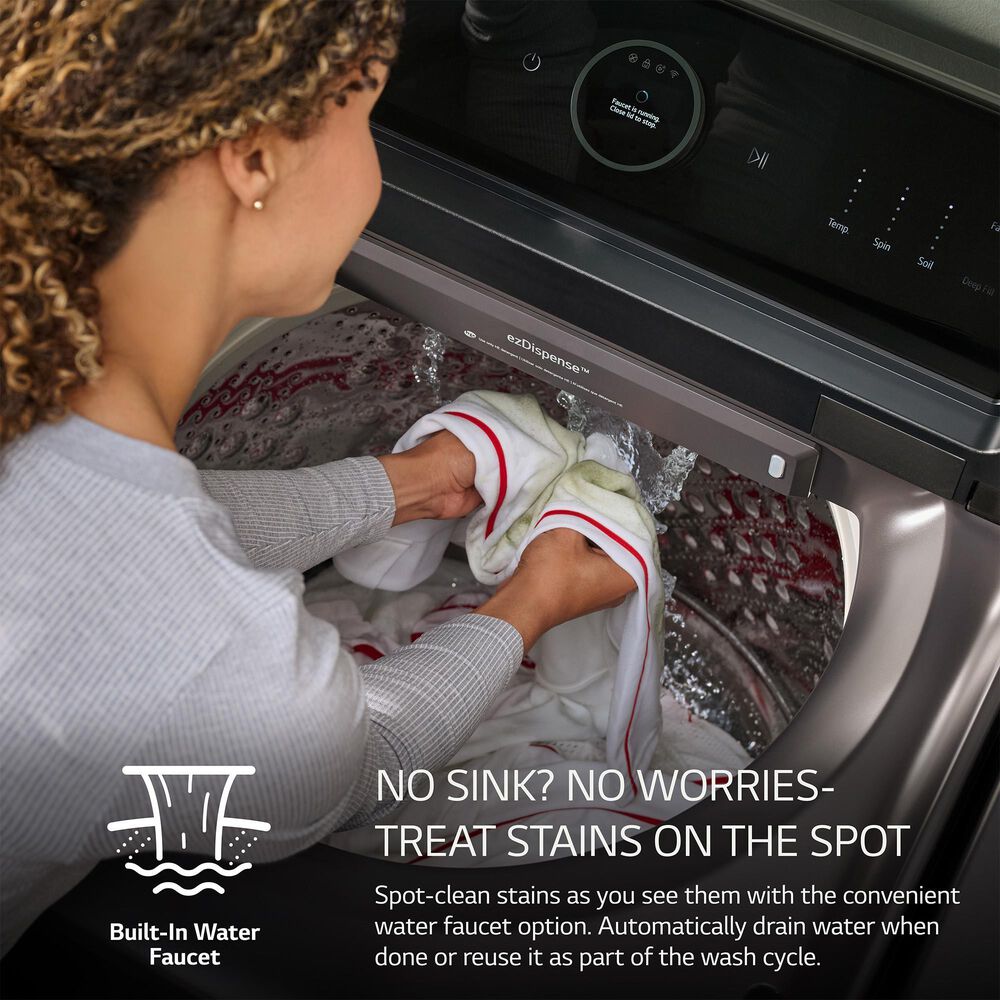 LG 5.5 cu. ft. SMART Top Load Washer in Matte Black with Impeller, eZDispense and Faucet Water and LCD Digital Dial Control, , large