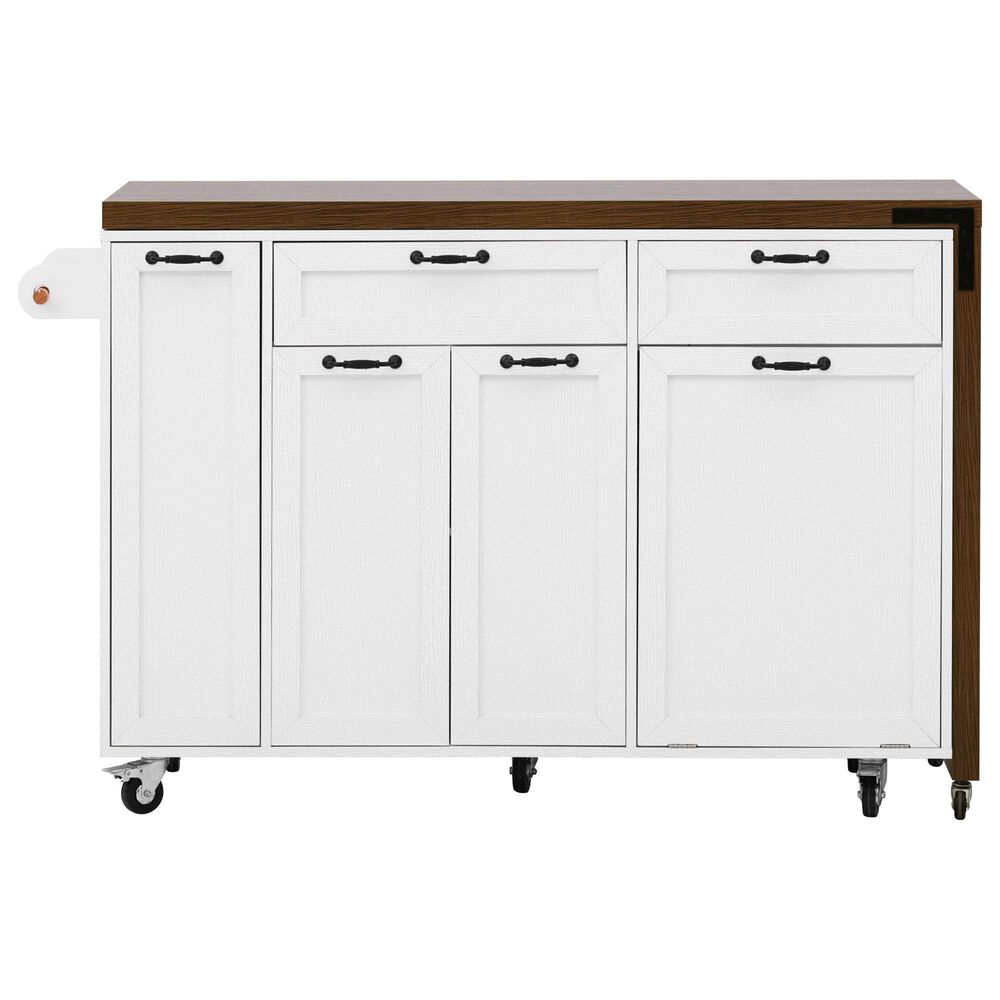 HOMLUX 102" Kitchen Island with Extendable Dining Table in White, , large