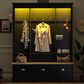 HOMLUX 9-Hook Hall Tree with 3-Cabinet in Black and Natural, , large