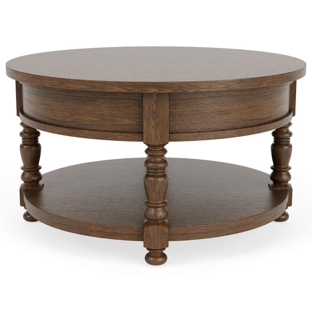 Riverside Furniture Eastlake Round Cocktail Table in Whiskey Oak, , large