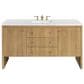 James Martin Vanities Hudson 60" Single Bathroom Vanity in Light Natural Oak with 3 cm Arctic Fall Solid Surface Top and Rectangular Sink, , large