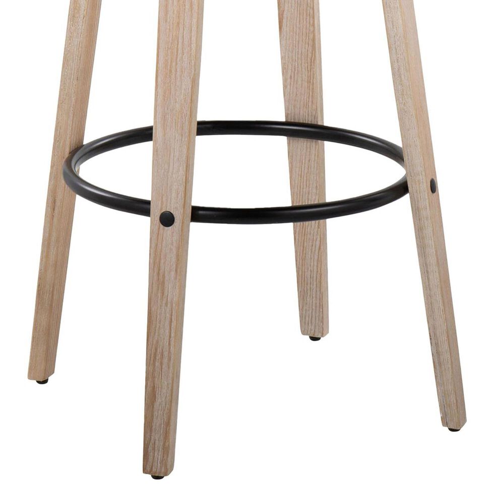 LumiSource Toriano Swivel Bar Stool with Cream Faux Leather Upholstery in Whitewashed and Black (Set of 2), , large