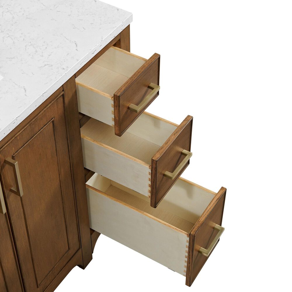 37B Lucerne 36" Single Bathroom Vanity Cabinet in Dark Maplewood with Marble Top and Backsplash, , large