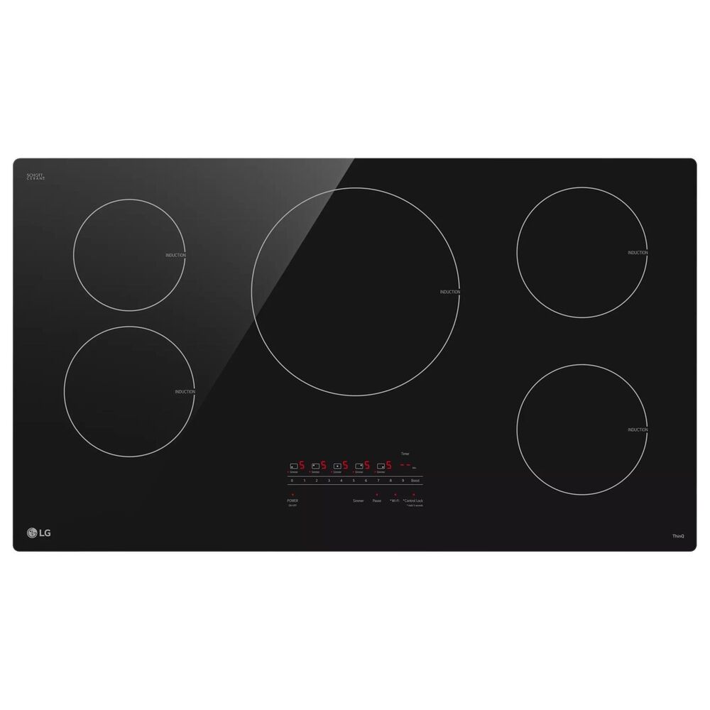 LG 36" Smart Induction Electric Cooktop with UltraHeat 4.3kW Element in Black, , large