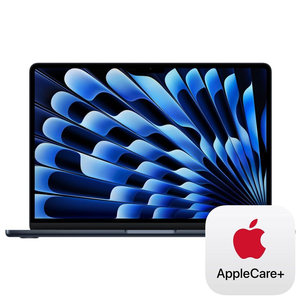 Apple MacBook Air 13.6" Laptop - Apple M4 chip 10-core CPU - 16GB RAM - 8-core GPU - 256GB SSD in Midnight with 3-Year AppleCare+, , large