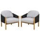 Hearth and Haven Grotta Outdoor Club Chair with Light Teak Frame in Gray (Set of 2), , large