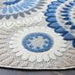 Safavieh Cabana CBN382G 6"7" Round Grey and Blue Indoor/Outdoor Area Performance Rug, , large
