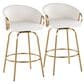LumiSource Claire Swivel Counter Stool with Cream Velvet Upholstery in Gold (Set of 2), , large