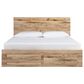 Ashley Hyanna Queen Panel Storage Bed with 2 Under Bed Storage Drawer in Tan Brown, , large