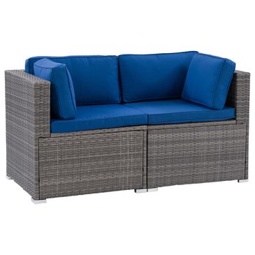 CorLiving Parksville 2-Piece Patio Sectional Set in Blended Grey/Oxford Blue, , large
