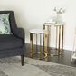 Maple and Jade End Table with Marble Top in Gold (Set of 2), , large