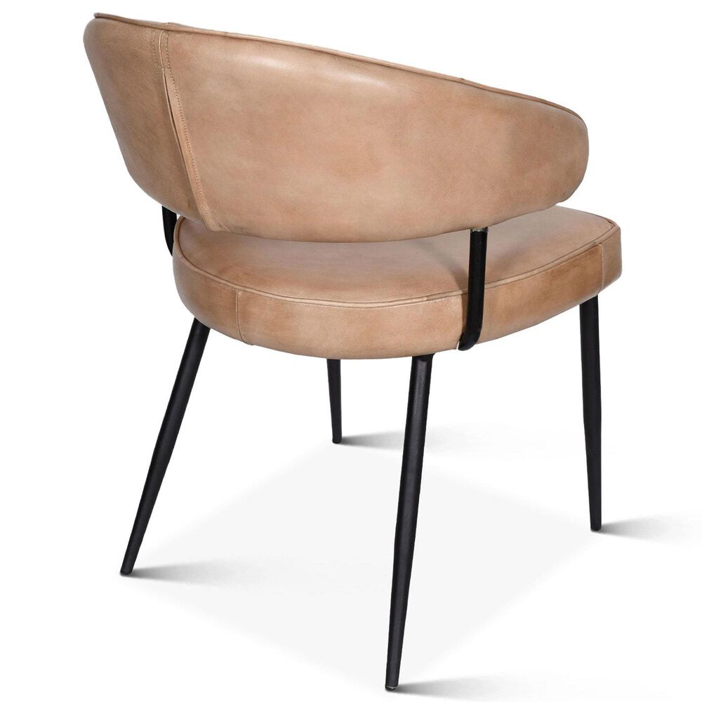 Home Trends &amp; Design Essex Dinning Arm Chair in Top Grain Leather Antique Ivory, , large