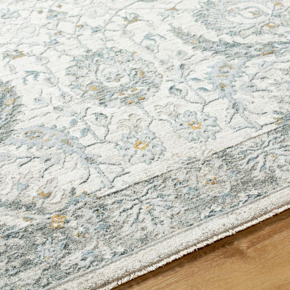 Surya Dresden White, Medium Gray, Gray, Light Slate, Denim and Mustard 2'7" x 7'3" Runner, , large