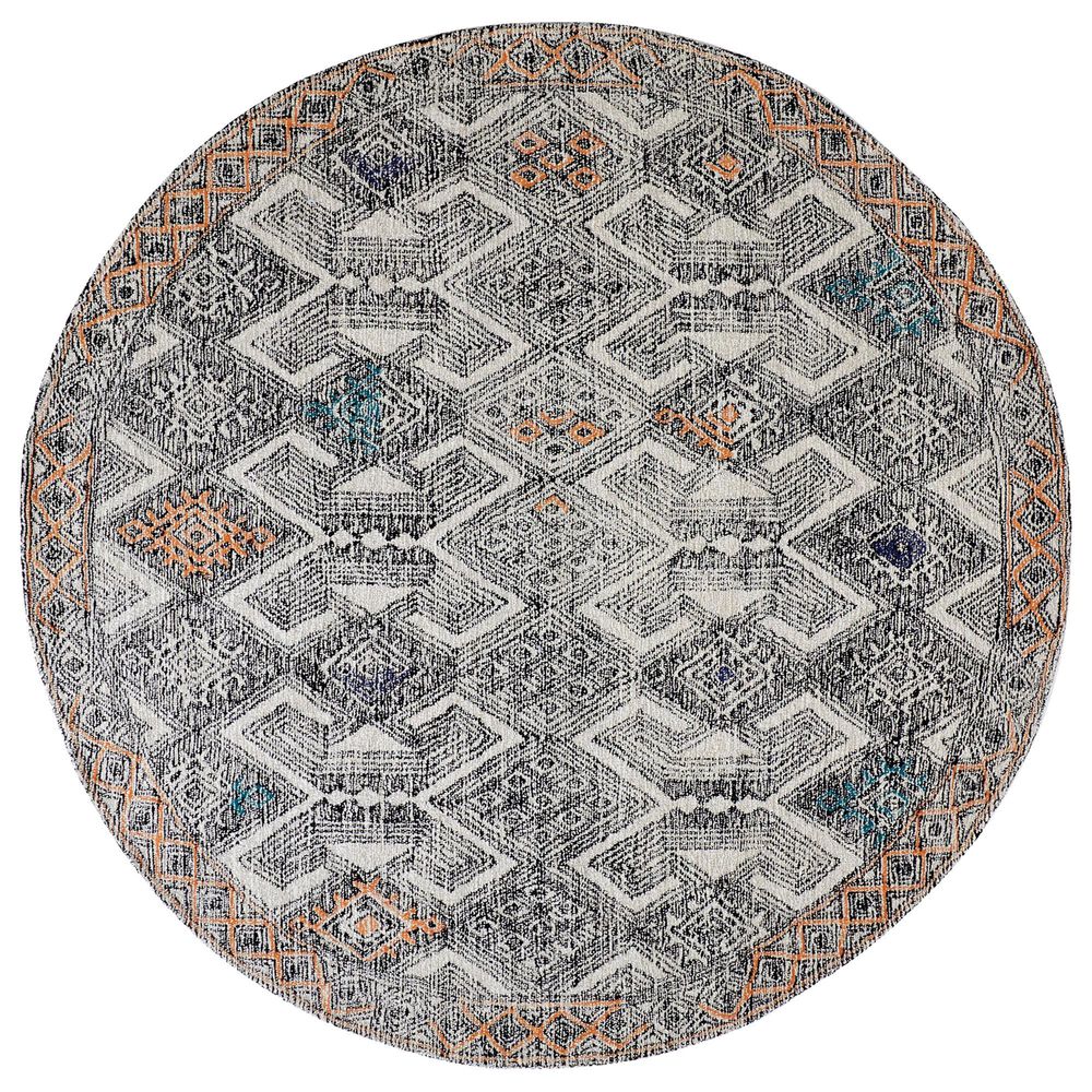 Feizy Arazad 8" Round Black and Tangerine Area Rug, , large