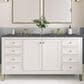 James Martin Vanities Chicago 60" Double Bathroom Vanity in Glossy White with 3 cm Parisien Bleu Quartz Top and Rectangular Sinks, , large