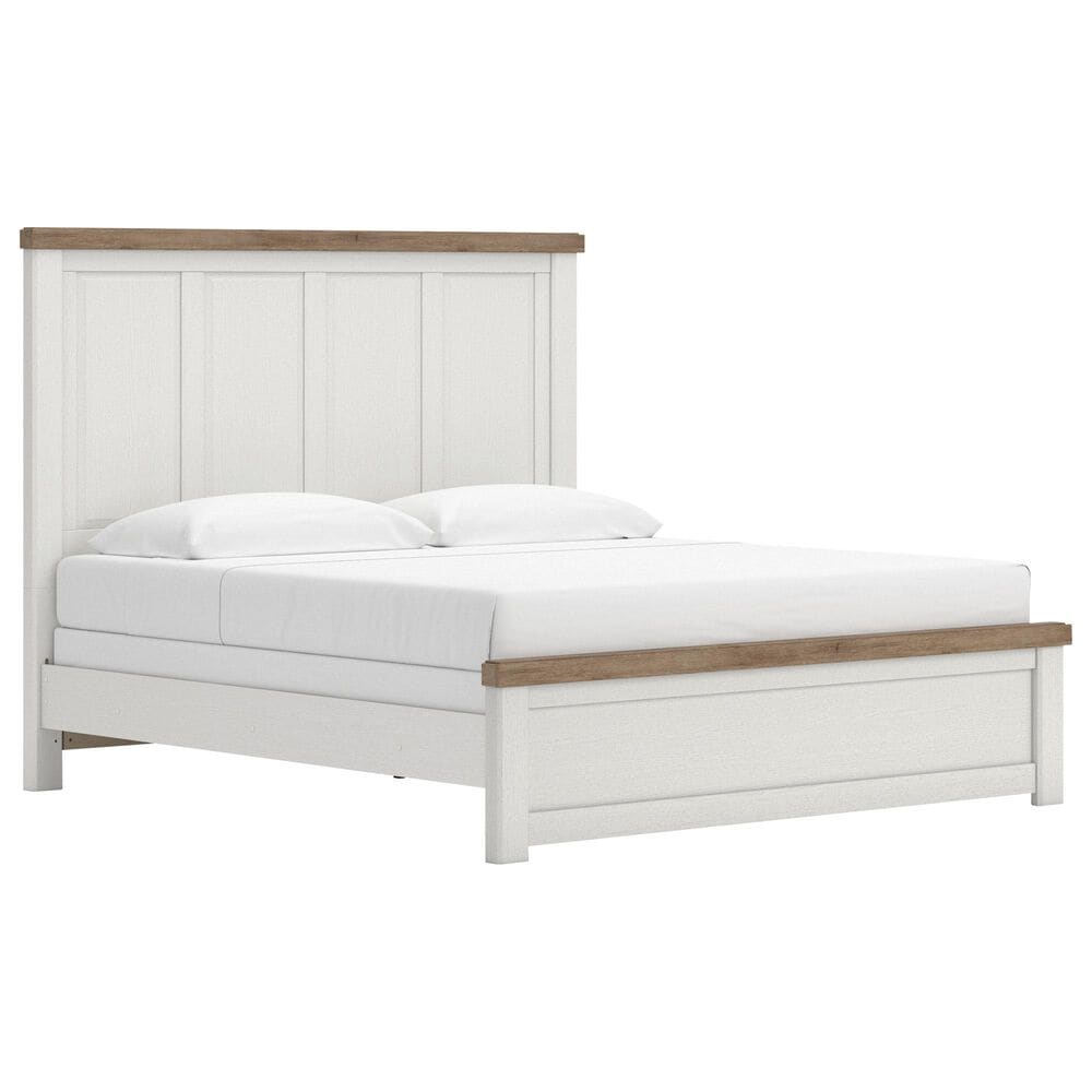 Ashley Savonport King Panel Bed in White and Brown, , large