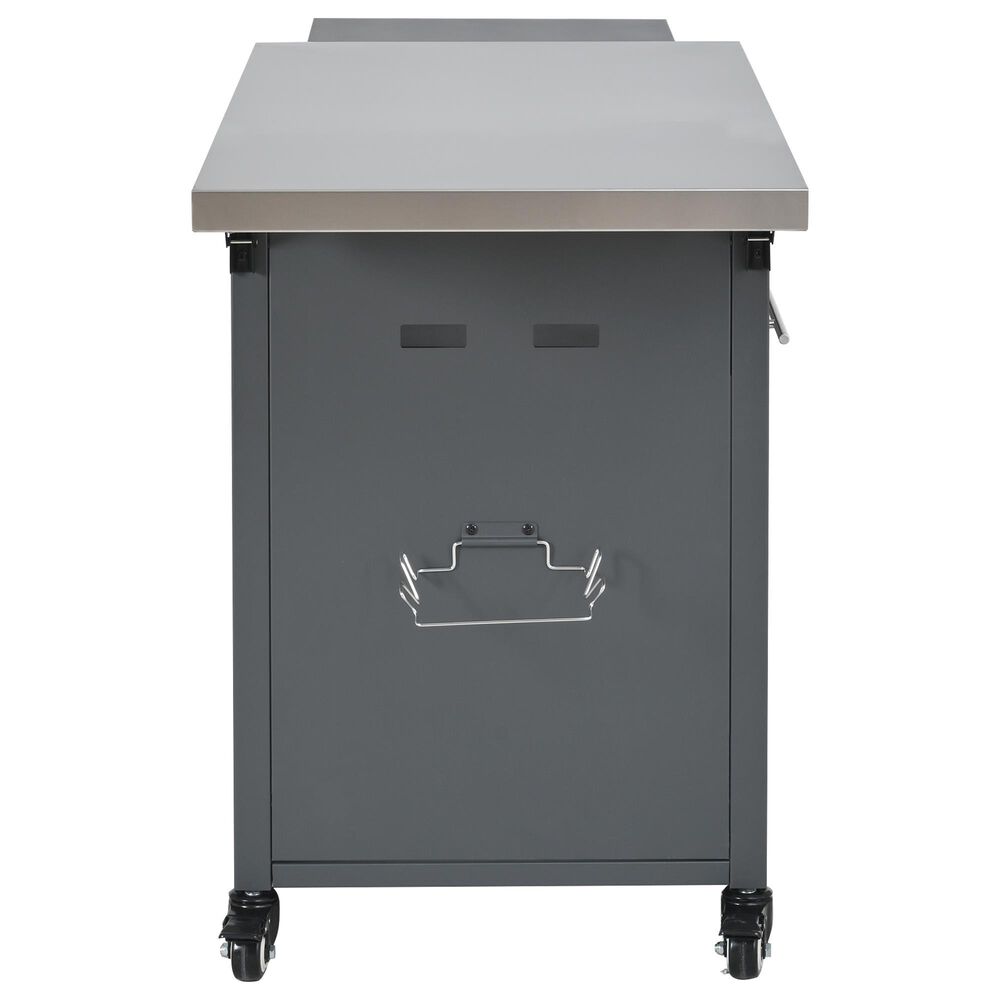 Hearth and Haven Outdoor Kitchen Island Cart with Dual Expandable Stainless Steel Tabletops in Gray, , large