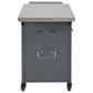 Hearth and Haven Outdoor Kitchen Island Cart with Dual Expandable Stainless Steel Tabletops in Gray, , large