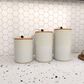 Maple and Jade Country Cottage Decorative Jar in White and Brown (Set of 3), , large