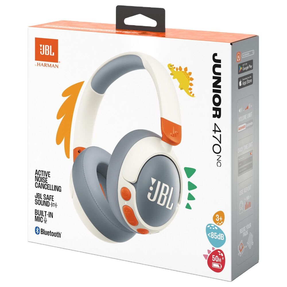 JBL Junior 470NC Over Ear Kids Headphones in White, , large