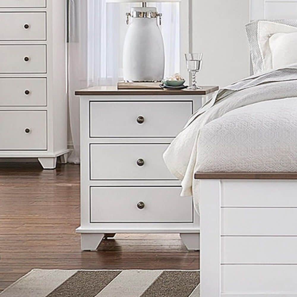 Archbold Furniture Company Portland 3-Drawer Nightstand in Snow White and Driftwood, , large