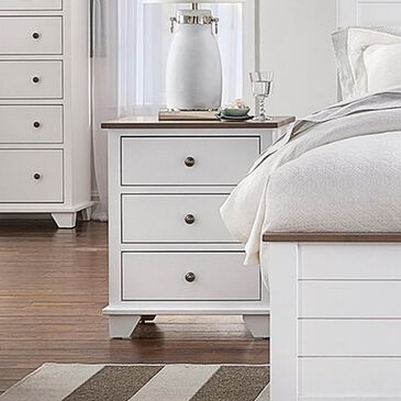 Archbold Furniture Company Portland 3-Drawer Nightstand in Snow White and Driftwood, , large