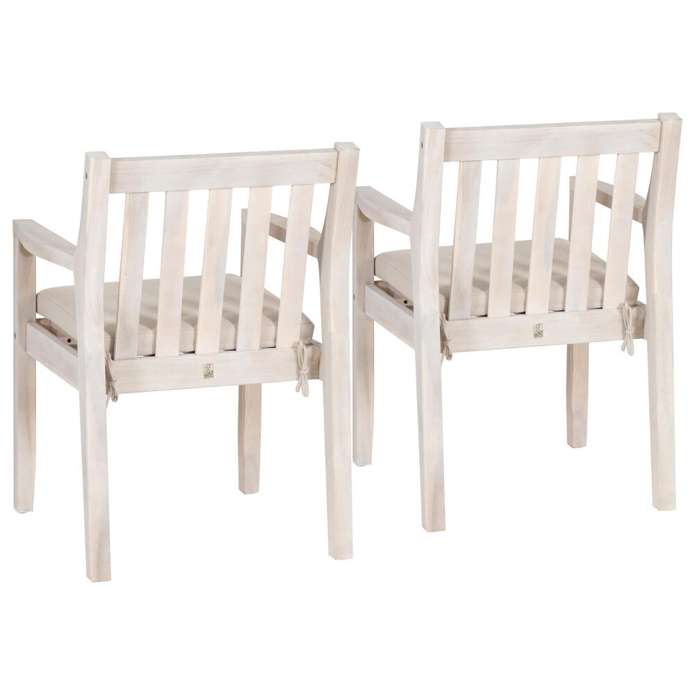 Linon Home Decor Teagon Patio Arm Chair with Beige Cushion in Natural (Set of 2), , large