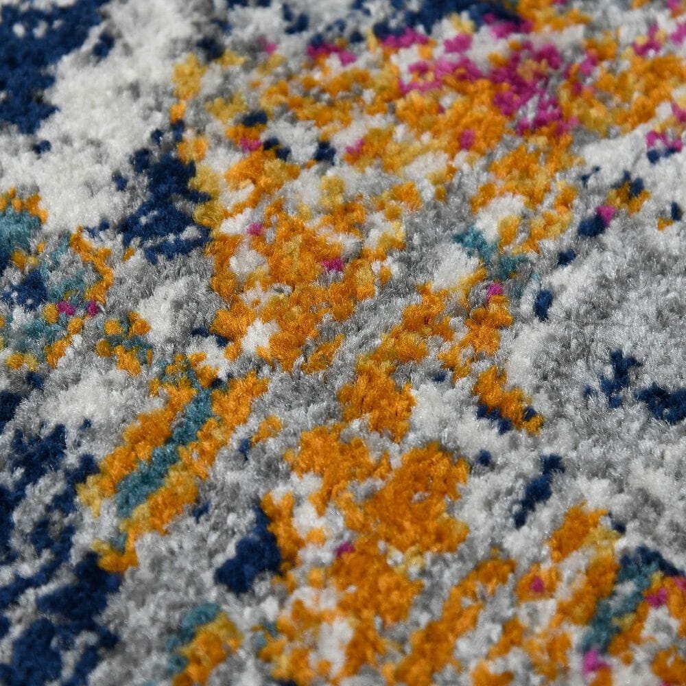 Amer Rugs Montana MON-13 7&#39;6&quot; Round Blue and Orange Area Rug, , large
