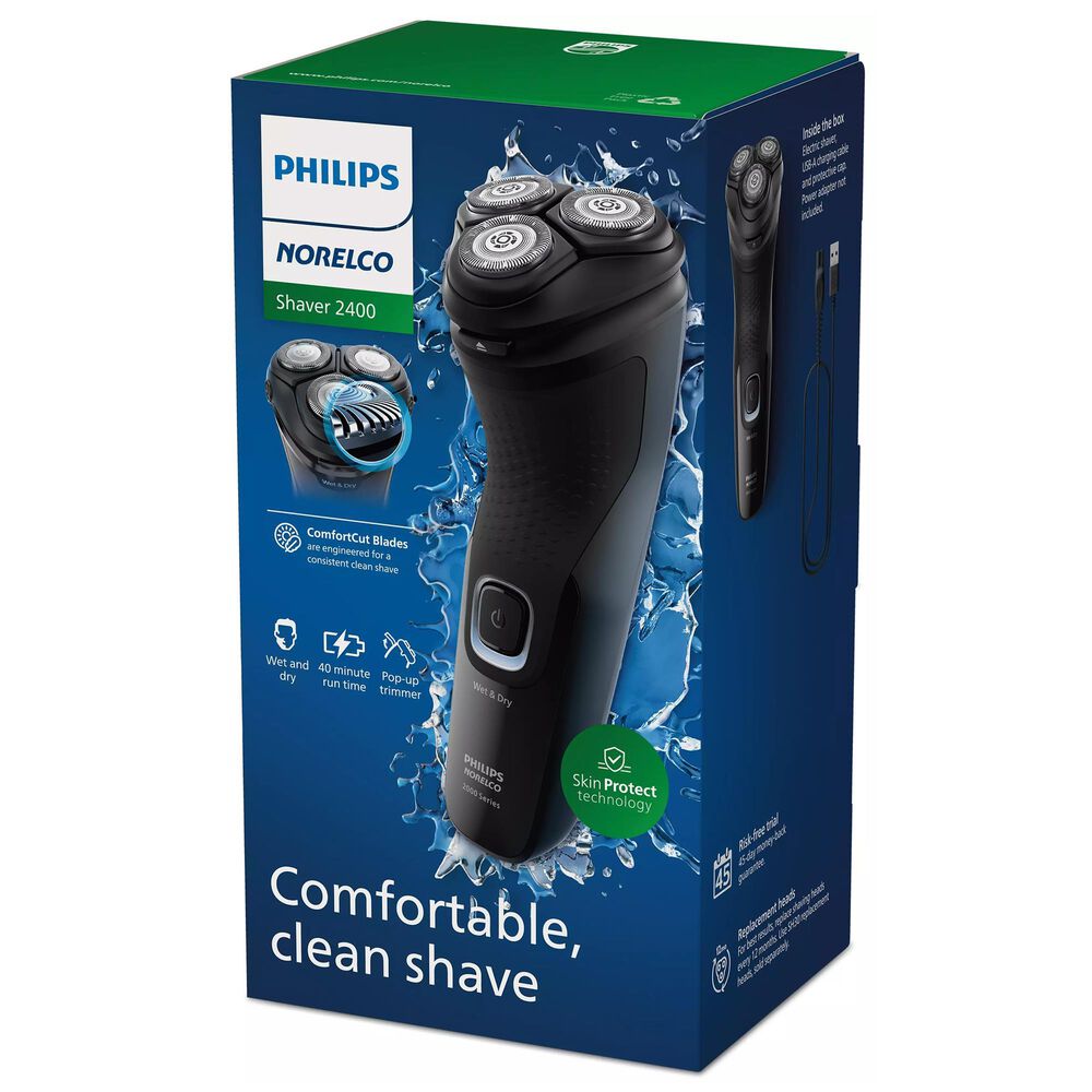 Norelco 2400 Wet and Dry Electric Shaver in Deep Black, , large