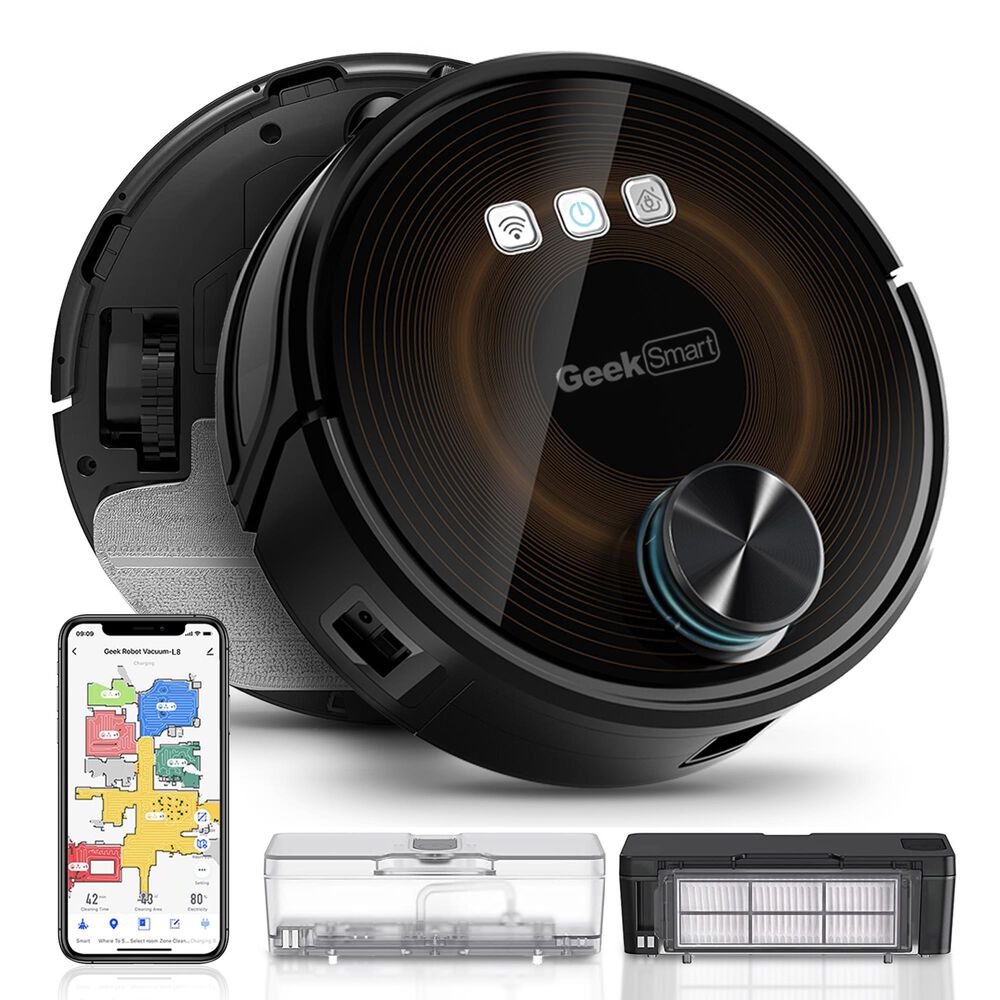 HOMLUX L8 Smart Robot Vacuum Cleaner and Mop in Black, , large