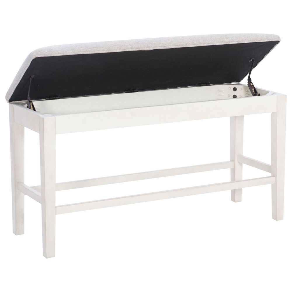 Linon Home Decor Marcum Counter Bench with Grey Cushion in Cream, , large