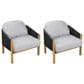 Hearth and Haven Grotta Outdoor Club Chair with Light Teak Frame in Gray (Set of 2), , large