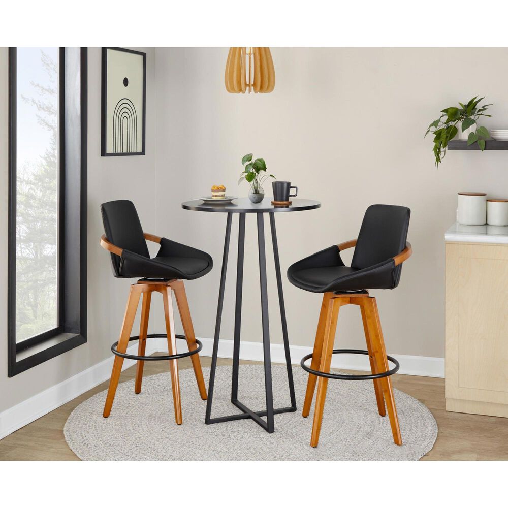 LumiSource Cosmo Bar Table in Black Metal and Black Wood, , large